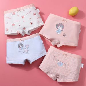 Broek 4 stuks/lot 212y kinderen ondergoed katoenmeisjes slipje schattig kattenpatroon kinderbokskleuren kind zachte meid broek veiligheid broek