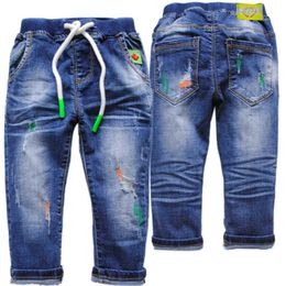 Pantalones 4087 Niños Spring Autumn Baby Jeans Pantalones de niños Pantalones suaves de mezclilla azul marino