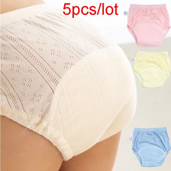 Pantalon 5pcs pantalon d'entraînement nouveau-né short bébé sous-vêtements lavables solides bébé garçon fille en tissu couches nappies réutilisables