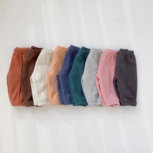 Pantalon 7 couleurs uni pour bébé, vêtement chaud en peluche pour fille et garçon, décontracté, Style coréen, automne-hiver 2024