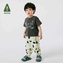 Broek Amila 2024 Zomer nieuwe babybodems voor jongens en meisjes ademende hoge kwaliteit volledige print kinderbroek 0-6YL2405