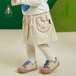 Pantalon amila bébé culotte 2023 automne nouveau tissu en velours côtelé à tête animale broderie pantalon de jupe en tulle pour filles habiller les vêtements pour enfants