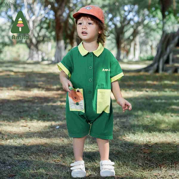 Pantalones Amila Monos para bebés para niños Verano 2023 Nuevos mamelucos lindos de dibujos animados Bebés recién nacidos Ropa de moda para niños pequeños 0-6 añosC24319