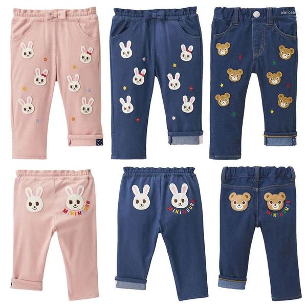 Pantalones otoño niños dibujos animados oso conejo bordado Casual Pantalón Jeans niños Pantalones bebé niña ropa Pantalones