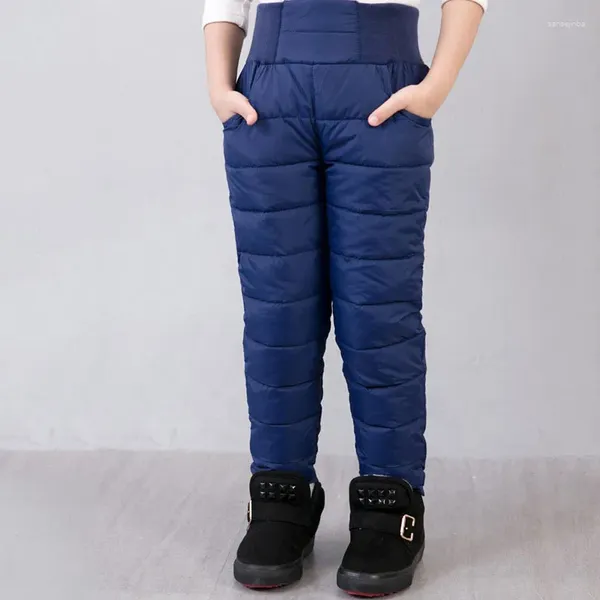 Pantalons d'automne et d'hiver rembourrés, épais et chauds pour garçons et filles, vêtements de Ski imperméables, taille haute élastique pour bébés et enfants