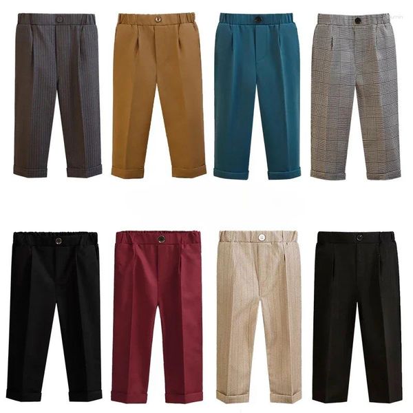 Pantalones de traje para bebé, pantalones lisos que combinan con todo, uniforme escolar para niños pequeños, disfraz Formal de boda para niños blancos