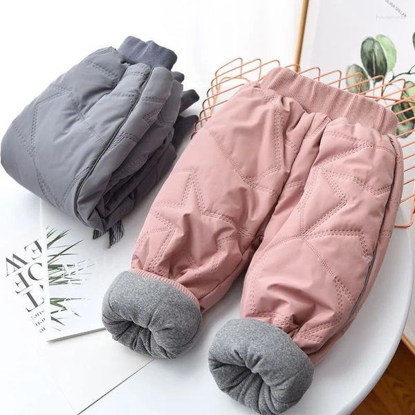 Pantalones para bebés, niños y niñas, pantalones gruesos de esquí de algodón, invierno, cuatro capas, acolchados, cálidos, impermeables, además de ropa de terciopelo para exteriores