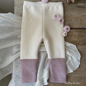 Pantalons pour bébés, vêtements pour enfants, garçons et filles, automne-hiver, Style coréen, polaire, chaud, décontracté, Leggings simples, 2023