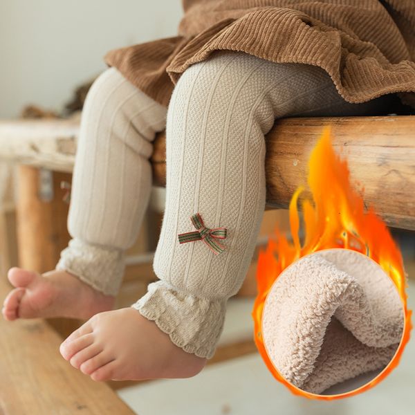 Pantalones de algodón para bebés, mallas gruesas para niñas, pantalones pitillo ajustados de lana, mallas cálidas de terciopelo para niños, pantimedias de 1 a 12 años 230617