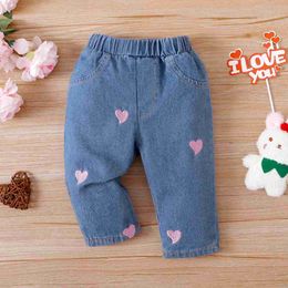 Pantalon bébé fille 100% jeans et jeans en forme de coeur en coton adaptés au style de base sortant et wearl2404 quotidien