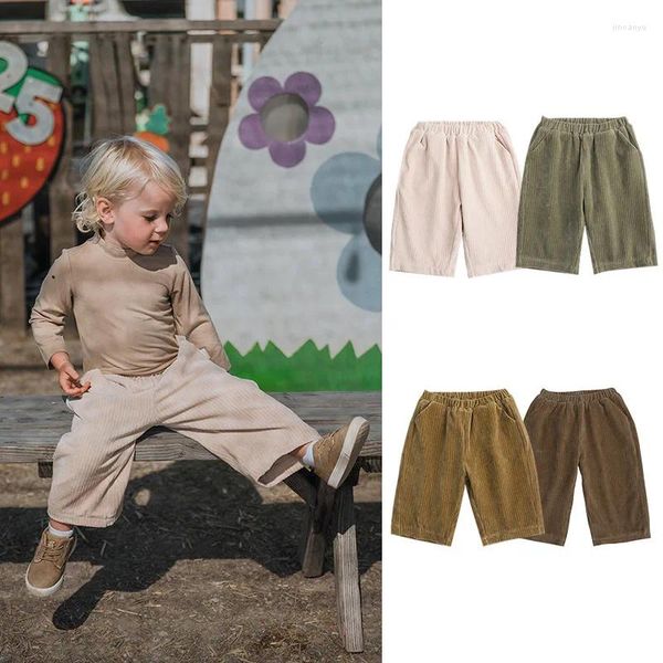 Pantalones bebé niña niño pantalón de pana infantil niño niño sólido casual pantalones rectos niñas toda la ropa combinada