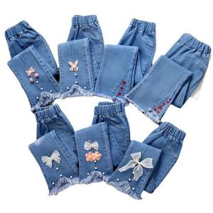 Broek Baby Girls jeans lente en herfstmeisjes casual jeans broek kinderen kleding kinderen elastische flashbroek 4-10 jaarl2403