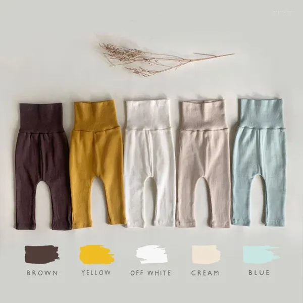 Pantalon chaud taille haute pour bébé, Leggings pour garçons et filles, couleur unie, en coton doux, pour enfants de 12 à 24 mois, printemps-automne