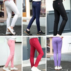 Broeken Grote Kleine Meisjes Skinny Broeken Stretch Kinderen Lente Strakke Jeans Alle bijpassende Potlood Kinderbroeken 2-12 jaar