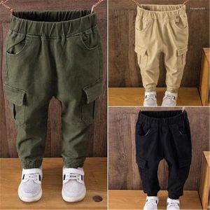 Pantalon Cargo pour garçon, vêtements de printemps et d'automne, couleur unie, salopette pour tout-petits, noir, vert, Biege