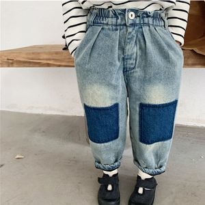 Broek jongensmeisjes herfst winter patchwork mode harem jeans kinderen extra grote denim broek 221207