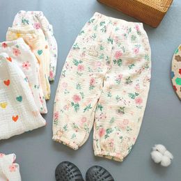 Pantalons d'été en mousseline de coton pour garçons et filles, pantalons anti-moustiques pour bébés filles, bouffantes fines en bambou, vêtements à la mode pour la maison, vêtements coréens pour enfants