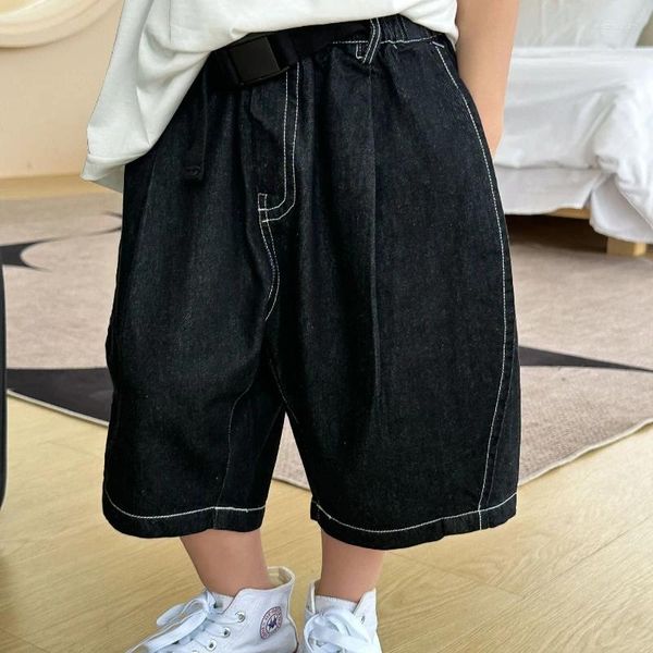 Pantalon shorts garçons 2024 Summer de style coréen Tous correspondent à des jeans décontractés en vrac cinquième pantalon simple