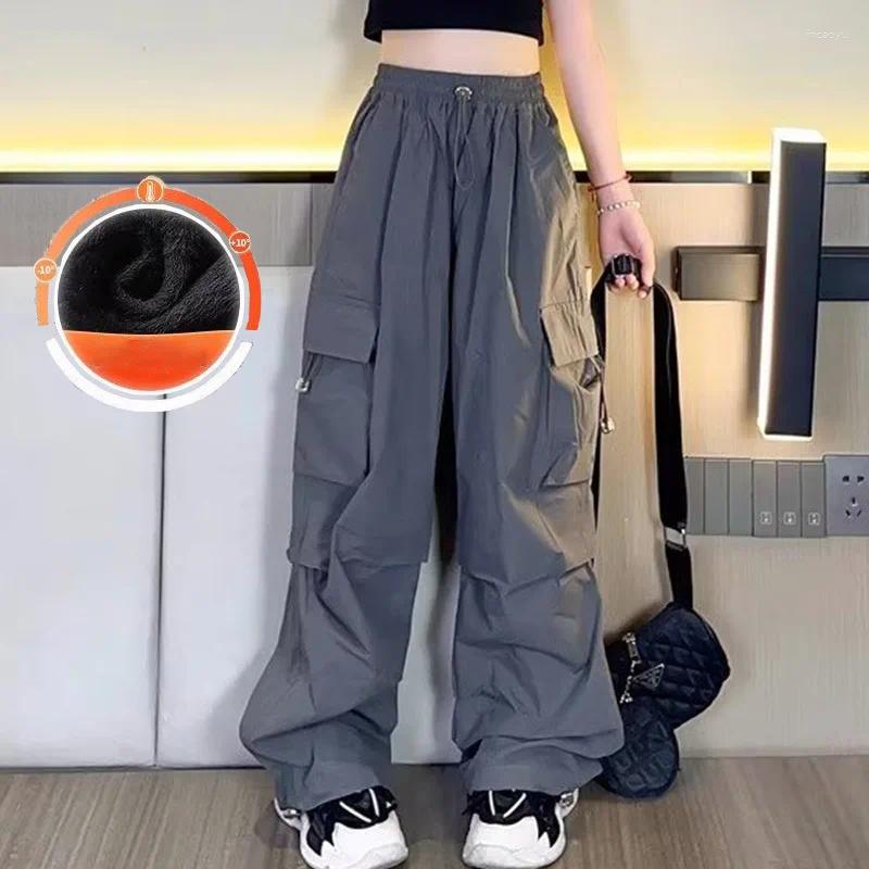 Pantalons Pantalons Cargo Automne Hiver 5 à 13 ans Vêtements coréens pour filles Poches Mode ample Streetwear Vêtements de plein air Enfants