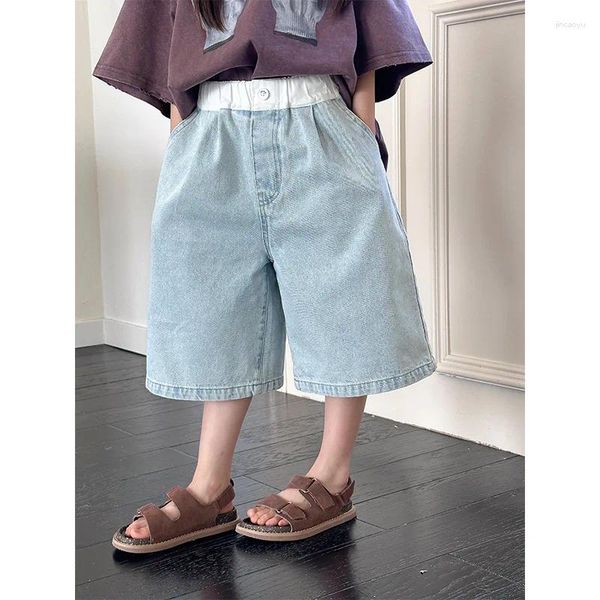 Pantalon pour enfants vêtements enfants décontracté de jean décontracté 2024 Été de style coréen de couleur claire garçons et filles pantalon de jambe droite