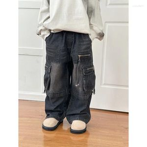 Pantalons en Denim pour enfants, vêtements pour enfants, mode printemps, beau jean Cargo, Style coréen, pour garçons et filles, 2024