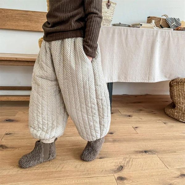 Pantalons en coton matelassé pour enfants, vêtements d'hiver en polaire, bouffants chauds, décontractés, à la mode, motif Floral