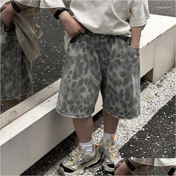 Pantalones de ropa para niños Personalidad Shorts hermosos 2024 Summer Boys Fashion Leopard Loopardo impresa coreana Todos los pantalones casuales Drop Oth3t