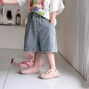 Broek kinderen denim shorts 2024 zomer Koreaanse stijl jeans dunne kwartbroek allemaal match mode kinderkleding