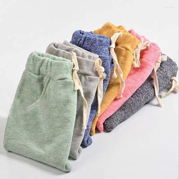 Pantalon sarouel en coton pour enfants, vêtements de printemps et d'automne unis pour bébés filles et garçons