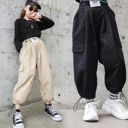 Broeken Kinderen Kinderen Katoen Hip Hop Joggingbroek Wijde Pijpen Harem Cargo Broek Voor Meisjes Jazzdans Kostuum Kleding Beige Zwart