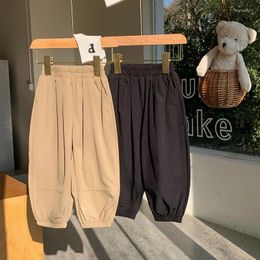 Pantalon pantalon d'enfants 2024 Spring and Automne Style coréen Handsome Casual Elastic Belt Couleur Couleur Sautaille