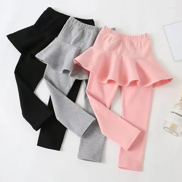 Pantalons Jupe d'été pour enfants Filles mi-longueur Leggings en coton maigre bébé enfants pantalons de couleur bonbon avec jupes vêtements pour adolescents