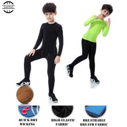 Broek kinderen Shaper compressie ondergoed 3D strakke training sets (t -shirt+broek) jongen meisje elastische quickdry ticking sport broek