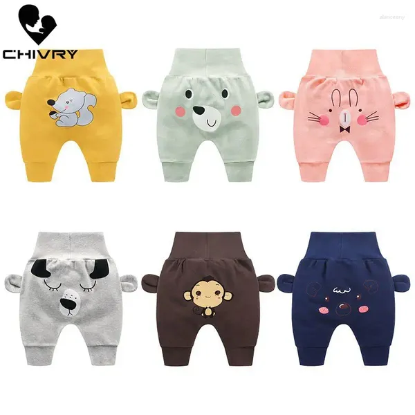 Pantalones Chivry primavera otoño 2024 niñas niños lindos dibujos animados animales estampado algodón cintura elástica pantalones Casual niños ropa de bebé