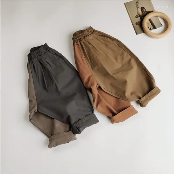 Pantalones de algodón y pantalones para niños, ropa informal para primavera y otoño, versión coreana, colores mezclados, moda que combina con todo, Unisex, 2023