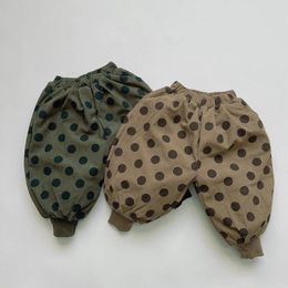 Pantalon Deer Jonmi 2023 hiver bébé garçons à pois pantalon croisé Style coréen velours côtelé épaissir les tout-petits enfants chaud