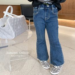 Broek herten Jonmi herfst Koreaanse stijl babymeisjes wijd uitlopende jeans vaste kleur elastische magere kinderen denim broek 221207