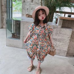 Broeken Meisjes Jumpsuit Katoen Geplette bloemen Super los Mooi samen Kleding Alle kinderbroeken