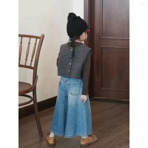 Pantalones Niña Pantalones Vaqueros Niños Corea del Sur 2024 Primavera y Verano Niñas Moda Suelta Pierna Ancha Casual