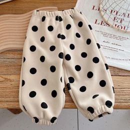 Pantalons filles Boutique pantalon Dot imprimé velours chaud hiver enfants vêtements mode enfants garçons