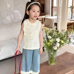 Pantalones niñas niños 2024 primavera y verano estilo casual simple para todo el partido pantalones dulces coreanos