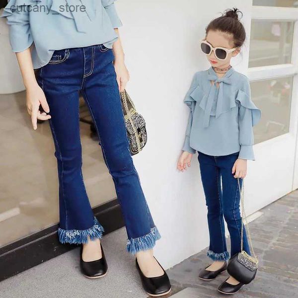 Pantalon Girls Jeans 2022 NOUVEAU SPRING AUTUME Couleur solide Pantalon Pantalon Uster Wear Baby Kids Fashionab Pantalon Childrens Pantals L46