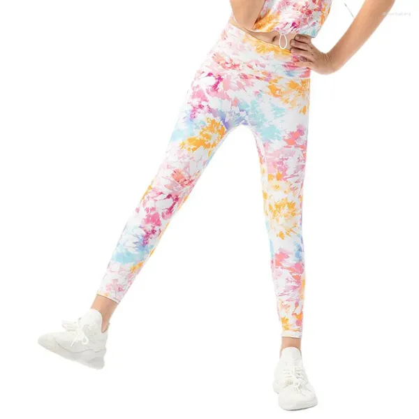 Pantalones de entrenamiento deportivo para niñas, pantalones ajustados con estampado de grafiti, correr, baile para niños, Fitness