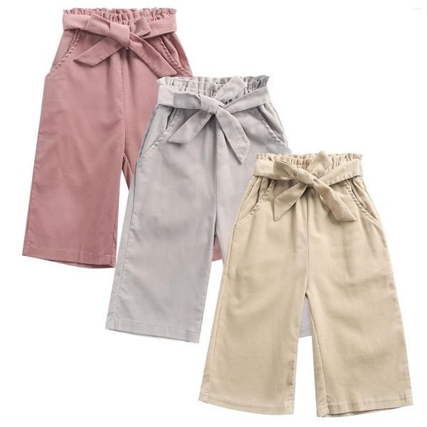 Pantalons pour filles, Leggings marron à grandes poches, couleur unie, avec nœud papillon, vêtements quotidiens de pom-pom girl, printemps et automne