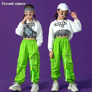 Pantalon Girls Street Dance Wear Crop Top Joggers enfants Hip Hop Cargo Pantalshirts Child Streetwear Costumes Jazz Stage Clothes SetS L46