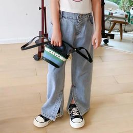 Pantalones chicas pantalones de pierna ancha ropa para niños 2024 verano coreano delgado cintura elástica floja de mezclilla