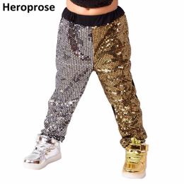 Broek Heroprose mode harembroek kinderen volwassenen bling big crotch gepersonaliseerde hiphopdans podium kostuums goud zilveren jazz