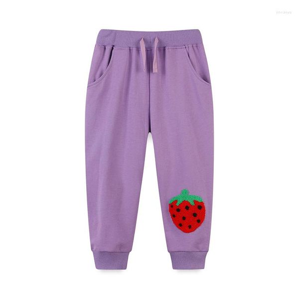 Pantalons de saut de mètres 2-7T pour filles, pantalons de survêtement brodés de fraises avec cordon de serrage, vêtements pour enfants, vente de pantalons pour tout-petits