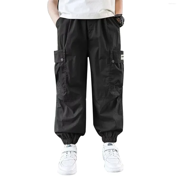 Pantalons enfants garçons mode poches Cargo pantalon décontracté taille élastique respirant pour Camping skateboard Hip-Hop Costumes de danse