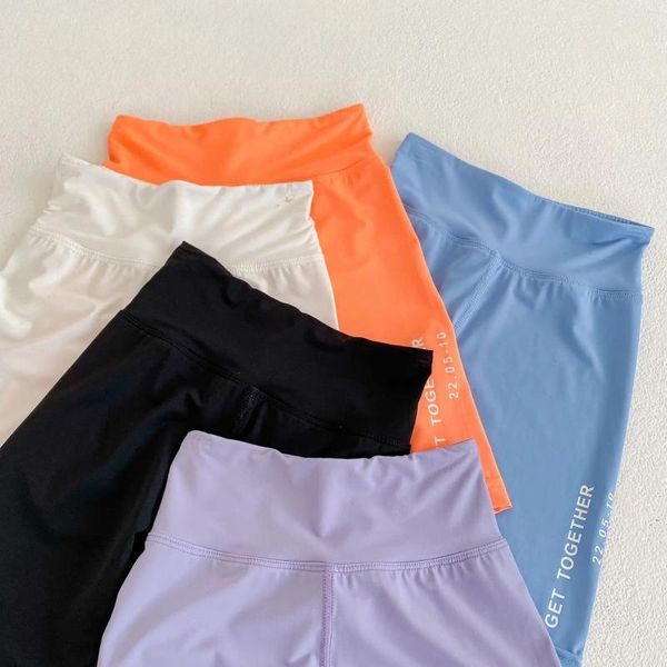 Pantalons enfants pantalons de cyclisme été enfant en bas âge filles Legging longueur au genou lettre imprimer pantalon de survêtement décontracté bébé garçon mode taille haute